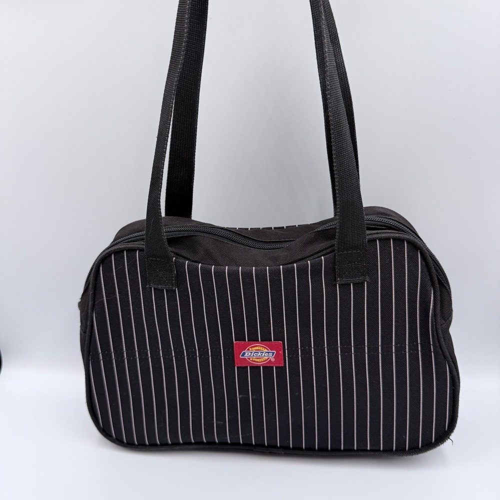 Dickies Y2K Black Pinstripe Mini Bowler Bag Canvas Shoulder Purse Yak Pak - Picture 1 of 8